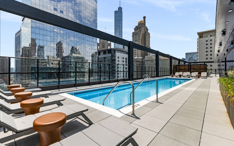 rooftop pool with cabanas