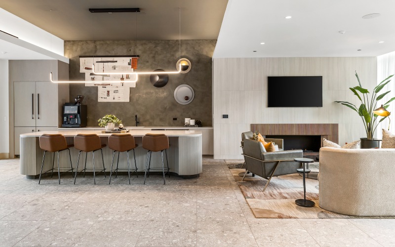 bar area with table seating and a coffee machine